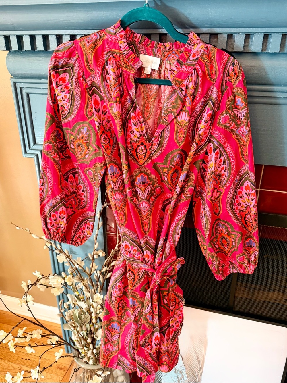 Sugarlips Pink Paisley Wrap Mini Dress